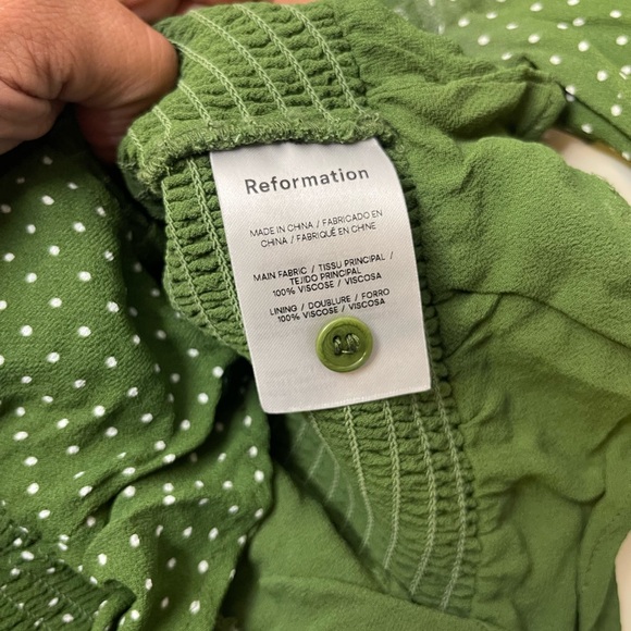 Reformation size 0 Peat Green Polka Dot Blouse - Picture 7 of 8